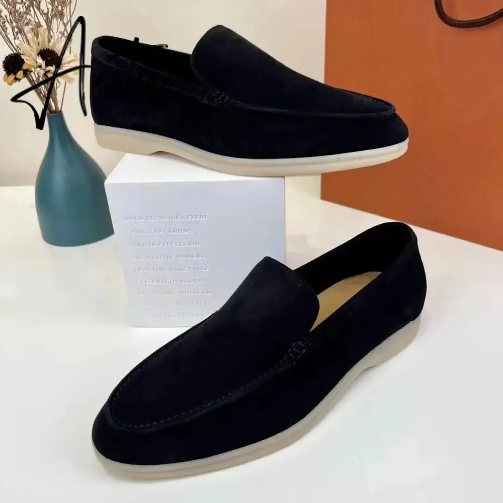 Aiertu  Men's Flat Shoes Autumn Winter High Quality LP Cattle Velvet Fabric Round Head Casual Men's Shoes Fashion Loafers