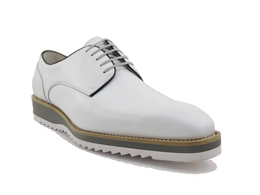 Carrucci White Casual Leather Men's Lace Up Shoes