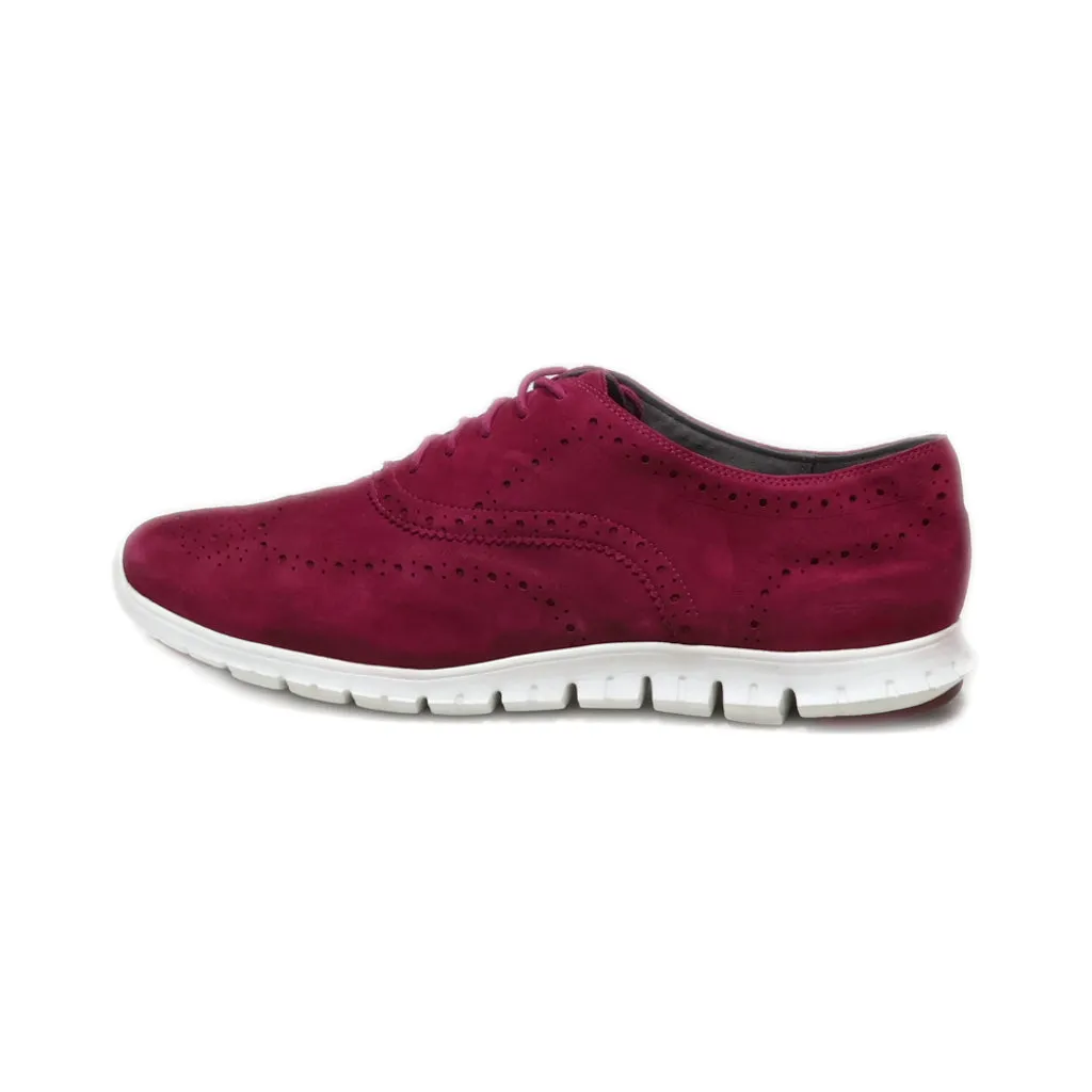 Cole Haan Zero Grand Casual Lace Ups Suede Maroon Colour For Men