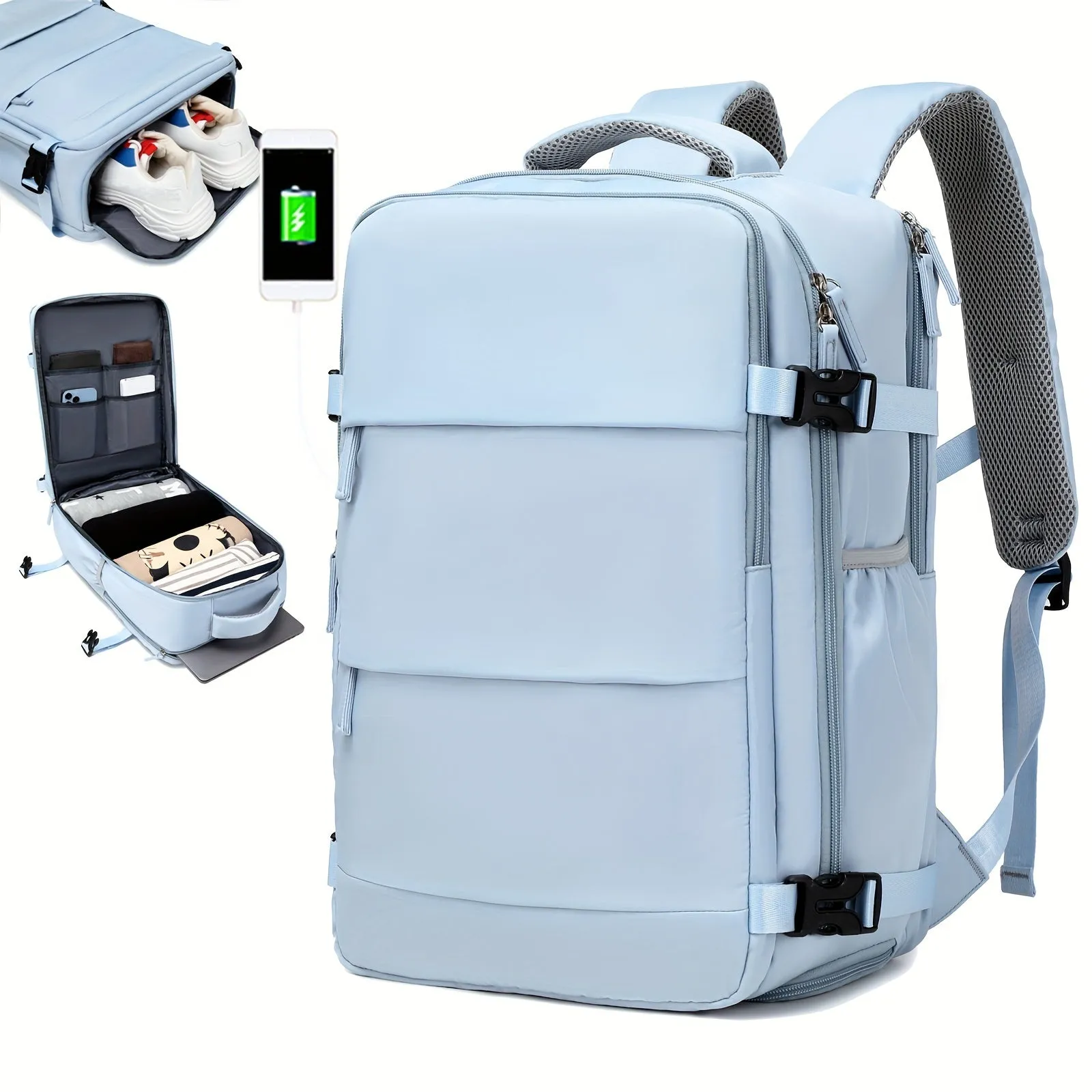 Expandable Multi-Compartment Backpack - TSA-Compliant, Versatile Travel, Hiking & School Use - Integrated Shoe Pouch
