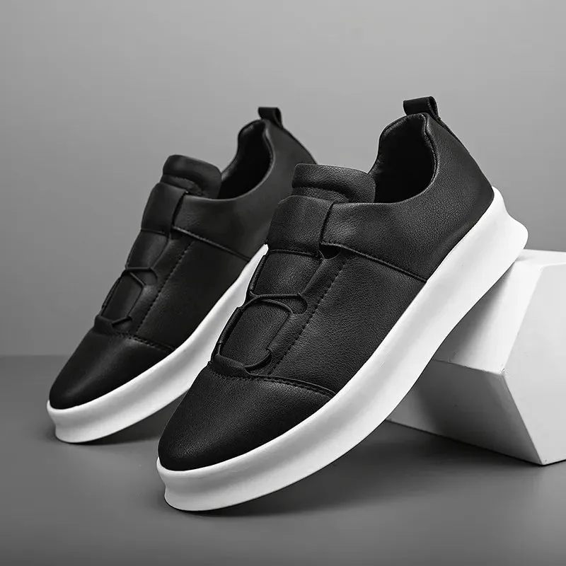 Hnzxzm Cowhide Leather Men's Casual Sports Shoes, Waterproof Vulcanized Shoes, Men's Foldable Sports Shoes, Outdoor Casual Sports Shoes
