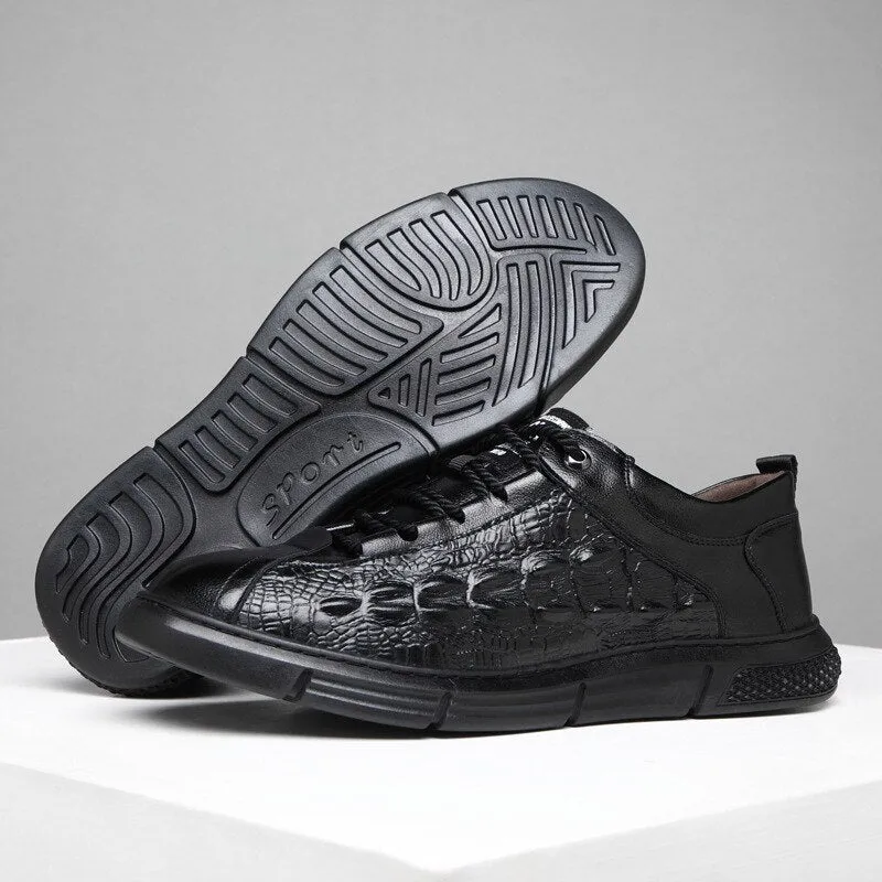 Hnzxzm Fashion Brand Genuine Leather Shoes Men Footwear Young Mens Casual Shoes High top Cow Leather Male Footwear Black A4388