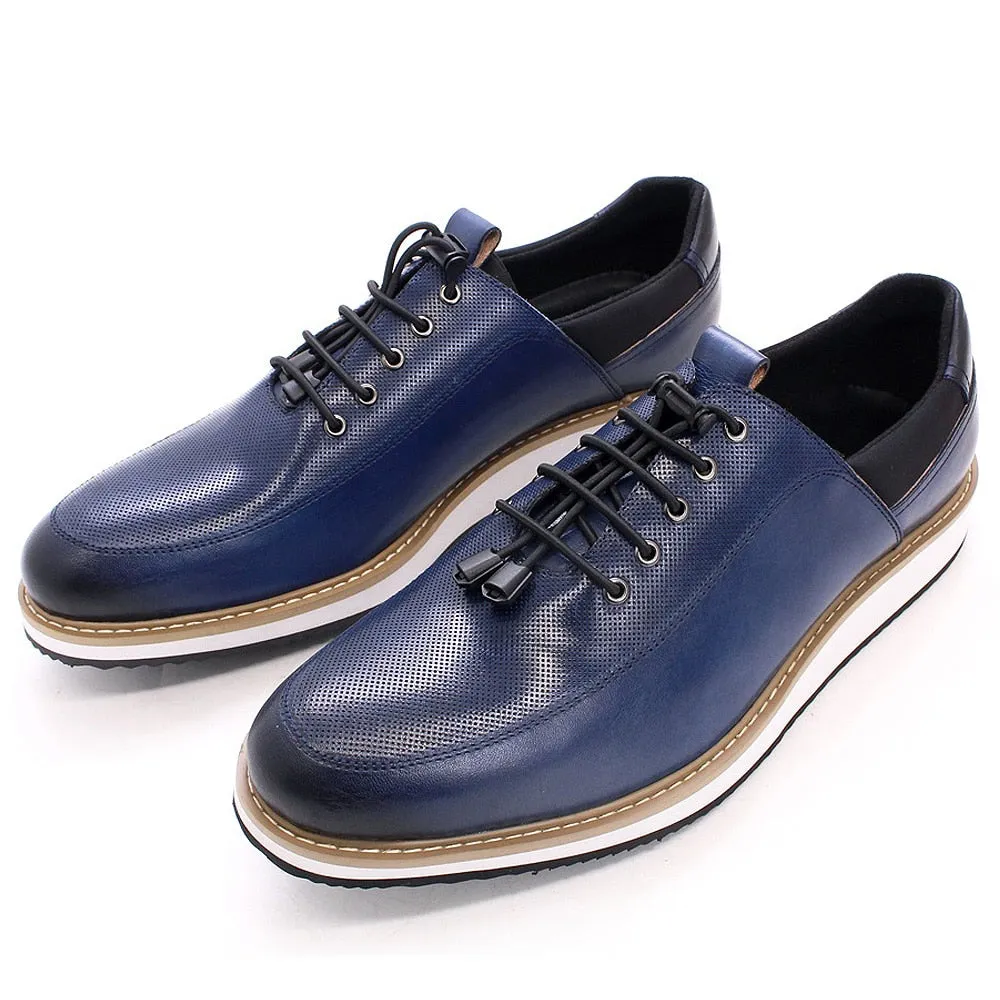 Men's Genuine Cow Leather Casual Shoes 39-46 Size Black Blue Sneaker Lace Up Breathable Travel Fashion Daily Shoes for Men