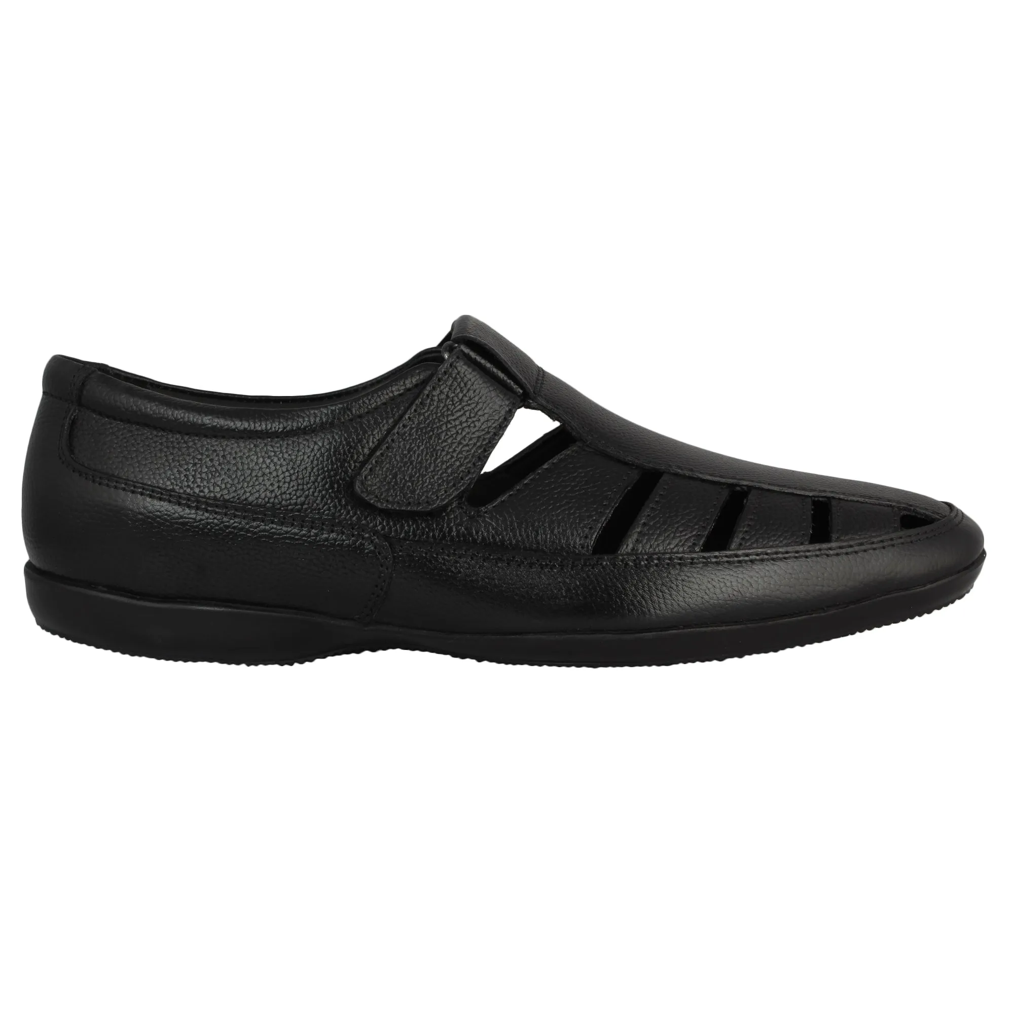 Pelle Albero Men Black Fisherman Sandals