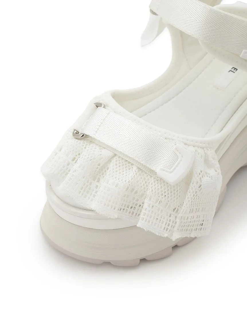 Ruffled Strap Chunky Sandals