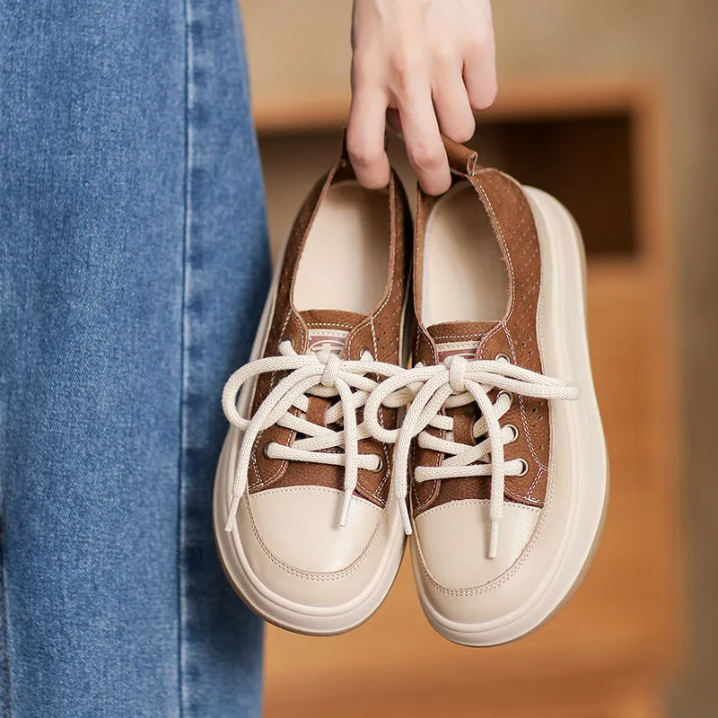 Women Breathable Soft Hollow Leather Casual Shoes